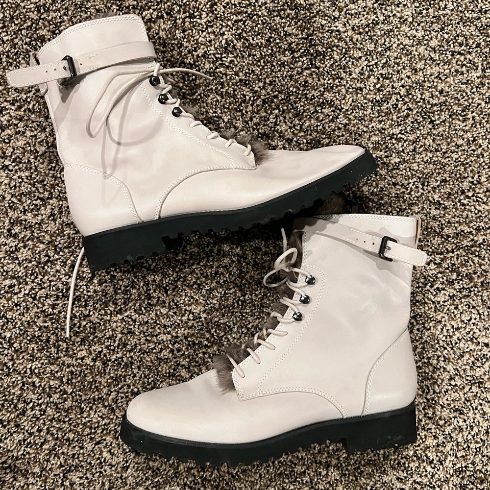 Franco Sarto White Combat Boots